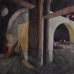 Paola De Rosa - Studio I Stazione: Ges in agonia nell'orto degli ulivi, 2012 - Acquerello - 21,5 x 21,5 cm